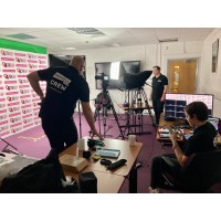 Behind the scenes for filming the comperes at Enterprise House